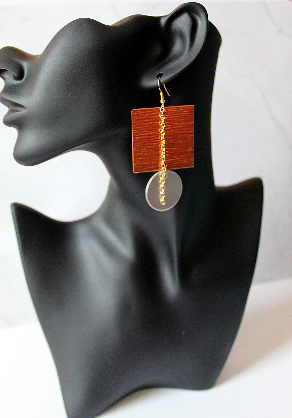 Copper Square and Aluminum circle earrings