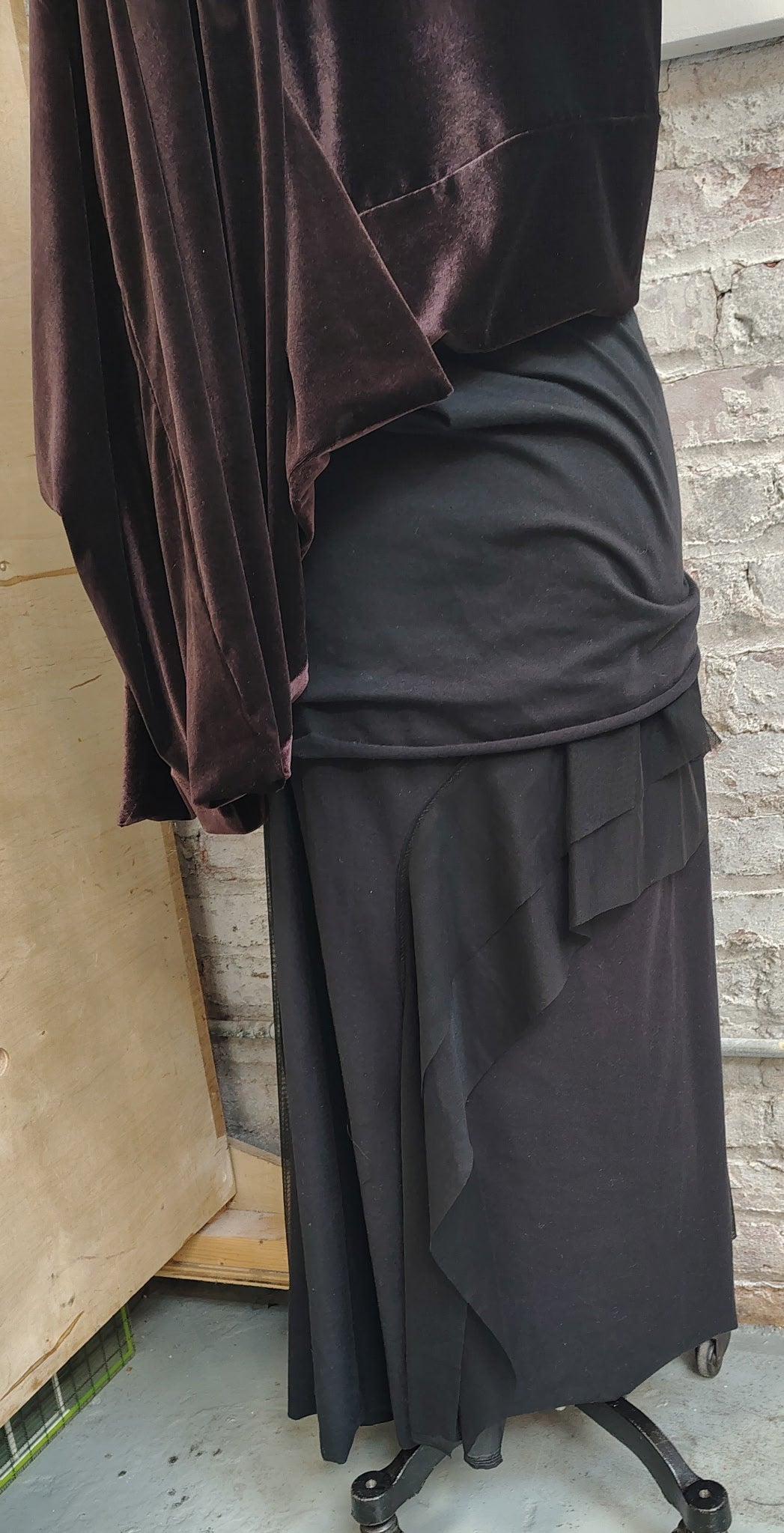 Adorn Me : Size 6-18 to order. $185. 7 day ship out. Cotton Lycra comfy high waist skirt. Side Ruching, stitch detail, and mesh layers. Simple or a mesh cascade. Hand Steam your skirt works well.