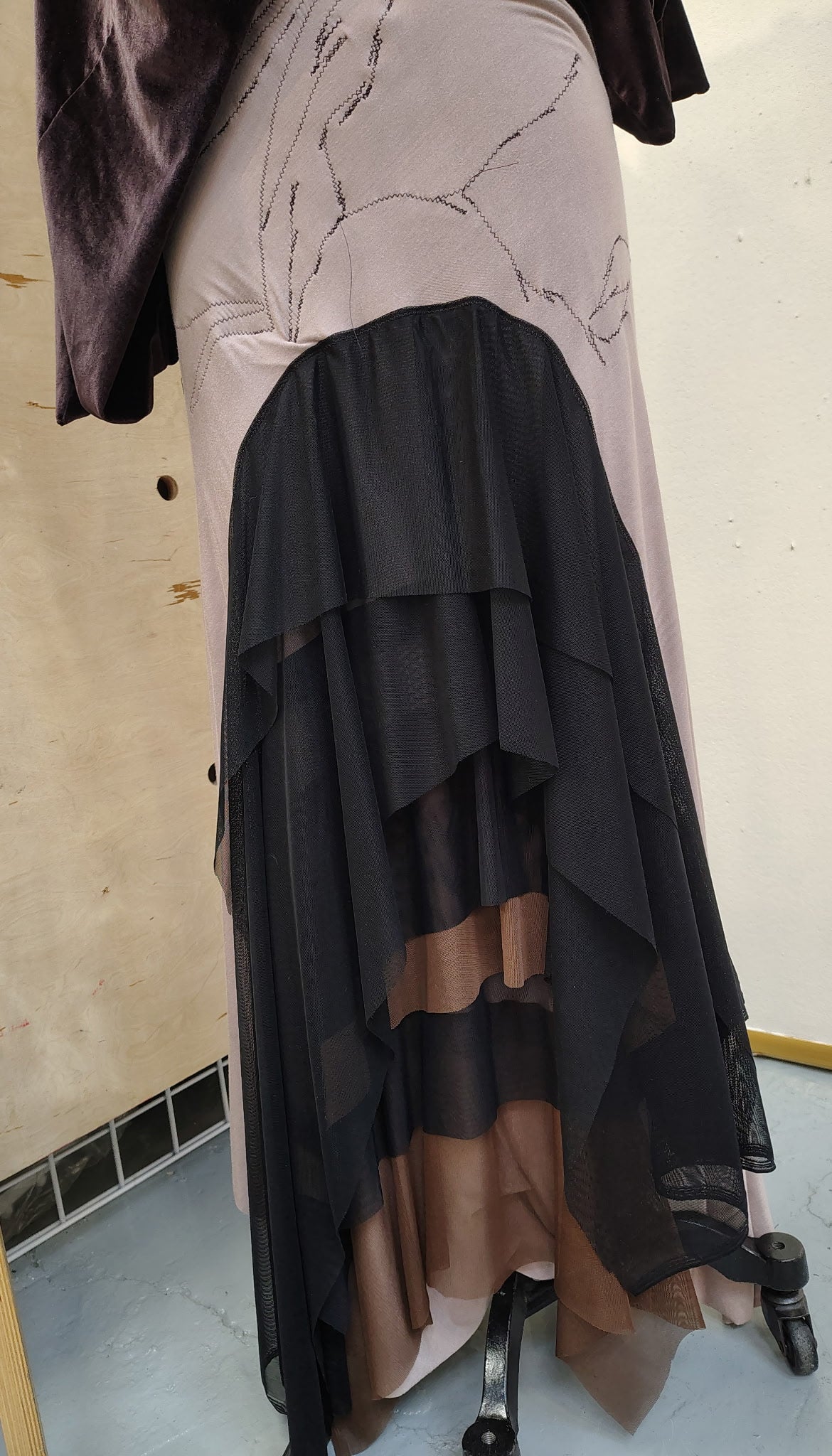 Free stitch $195 Rayon Lycra with random stitch detail, high waist, layers of mesh size 7-9