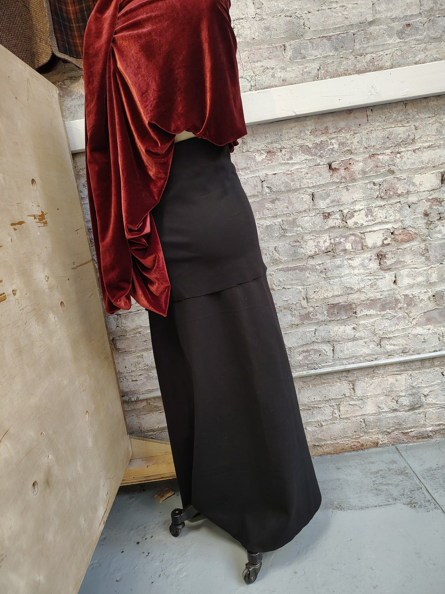 Bridgette -$145 Ponte knit fabric maxi length skirt is fitted. Size 6-18. Designed and made by Cheryl Johnston