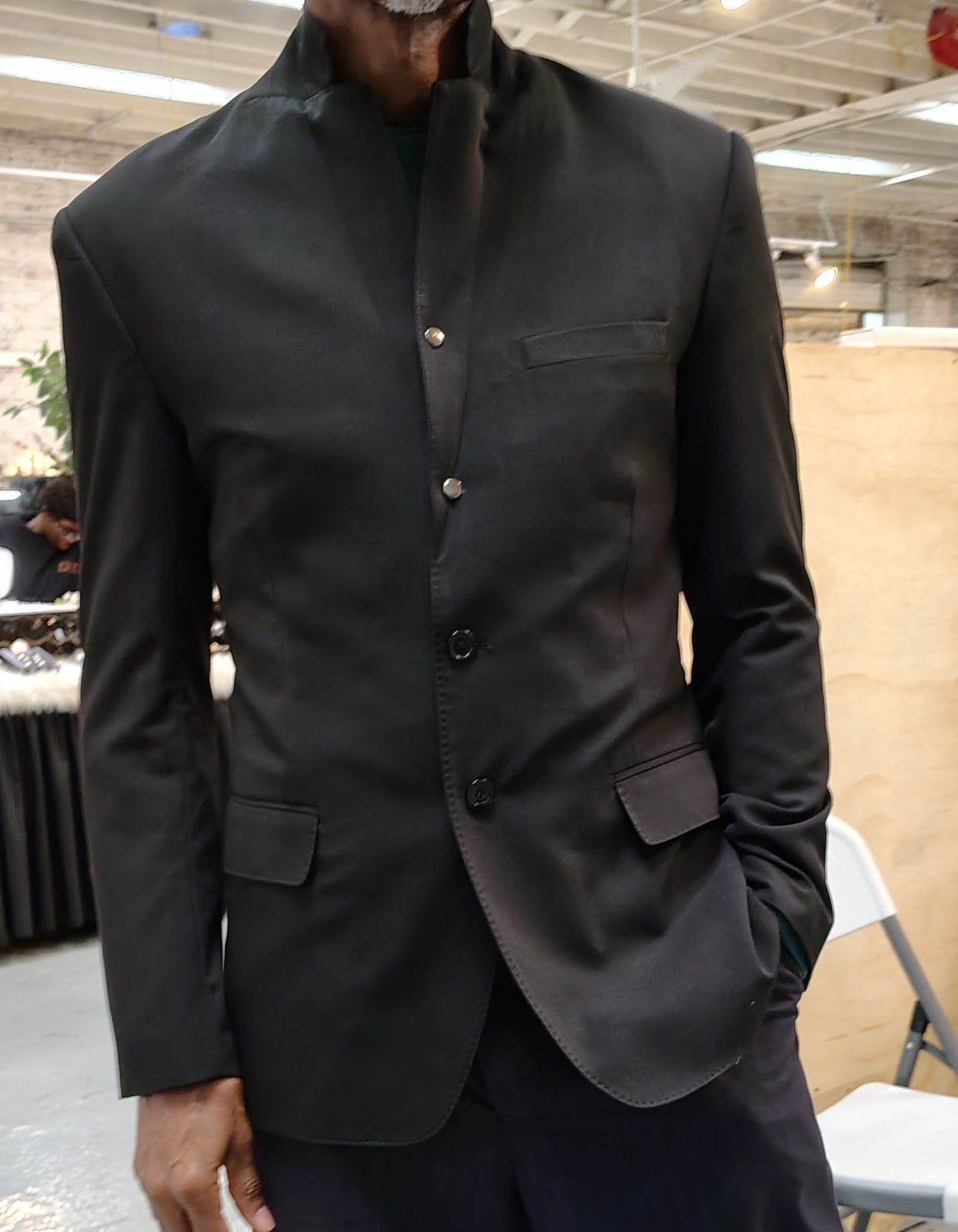 Black viscose poly/cotton jacket,Blazer, Size 37, snaps ,jacket, repurposed, one of a kind. by Wendel Johnston