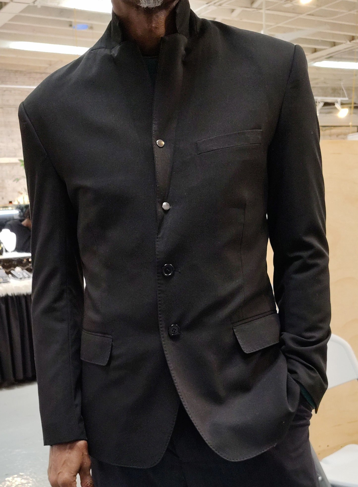 Black viscose poly/cotton jacket,Blazer, Size 37, snaps ,jacket, repurposed, one of a kind. by Wendel Johnston