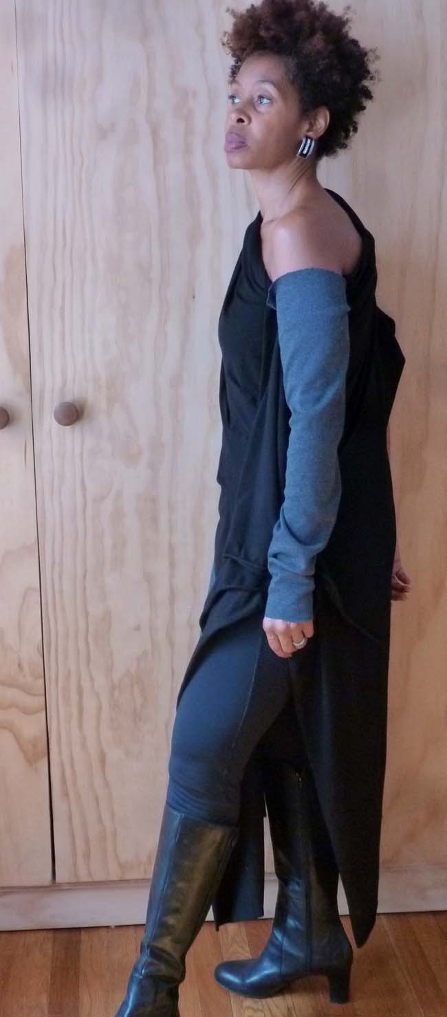 Black elegant overlay dress top with attach sleeve