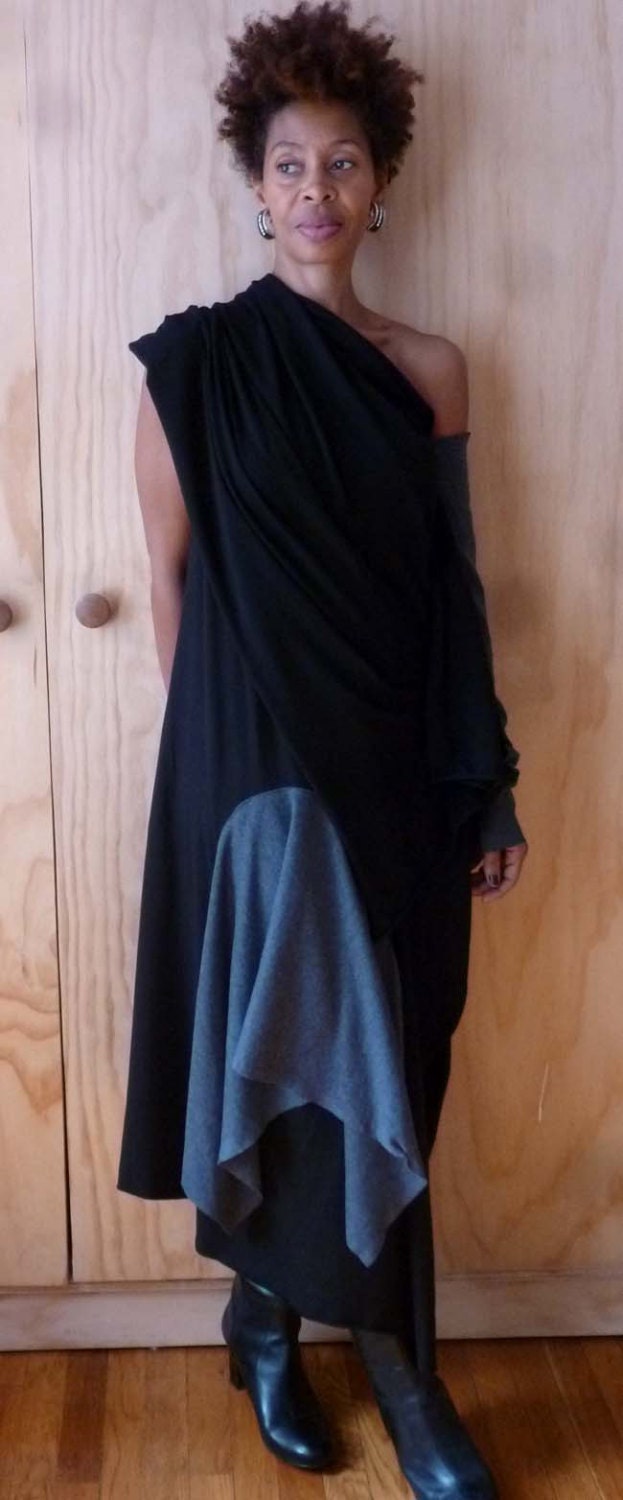 Black elegant overlay dress top with attach sleeve