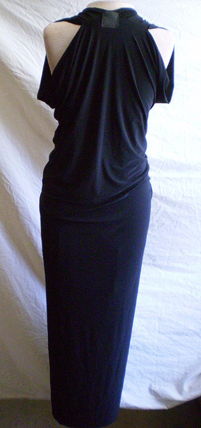 Gray V neck jersey loose drape dress