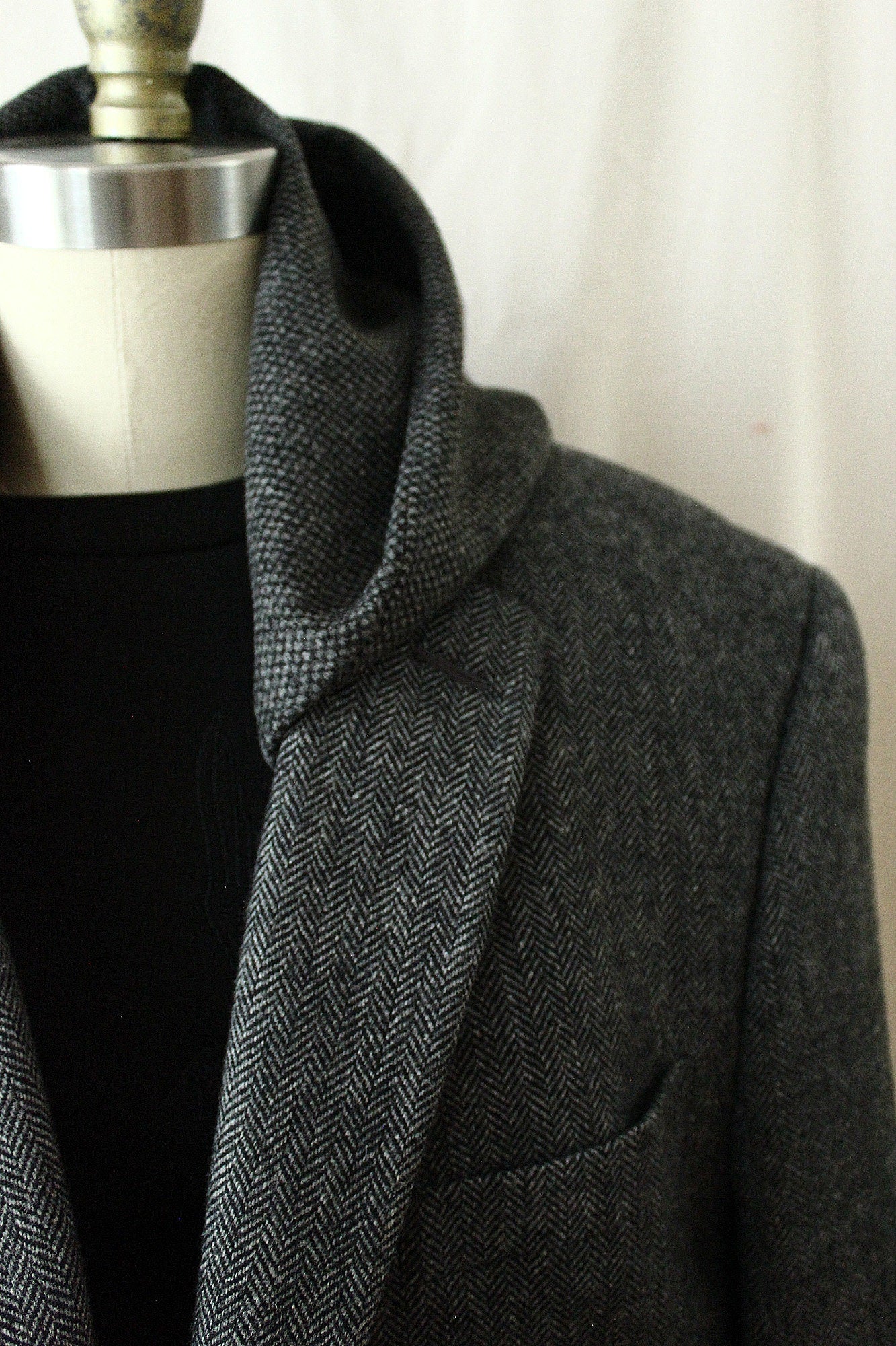 Blazer, Grey wool Hooded Blazer with wool cuffs, repurposed, one of a kind. Designed and tailored by Wendel Johnston.