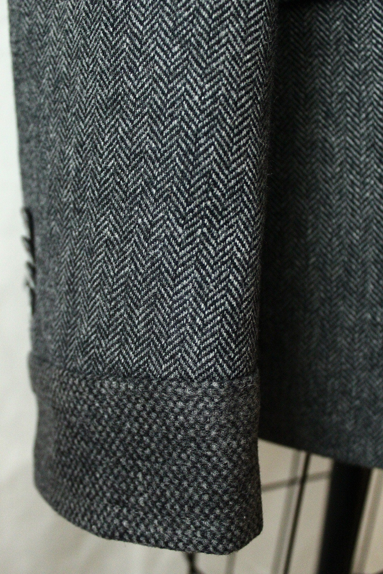 Blazer, Grey wool Hooded Blazer with wool cuffs, repurposed, one of a kind. Designed and tailored by Wendel Johnston.