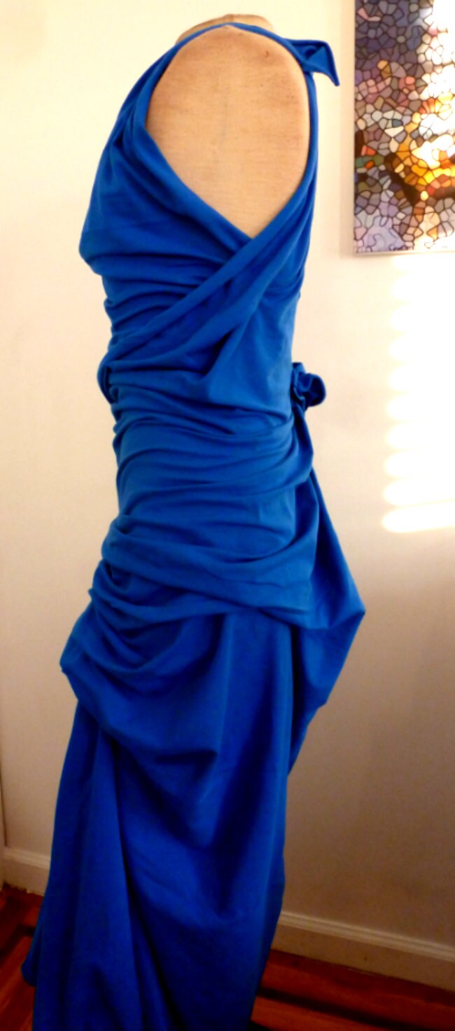 Royal blue cotton lycra wedding dress