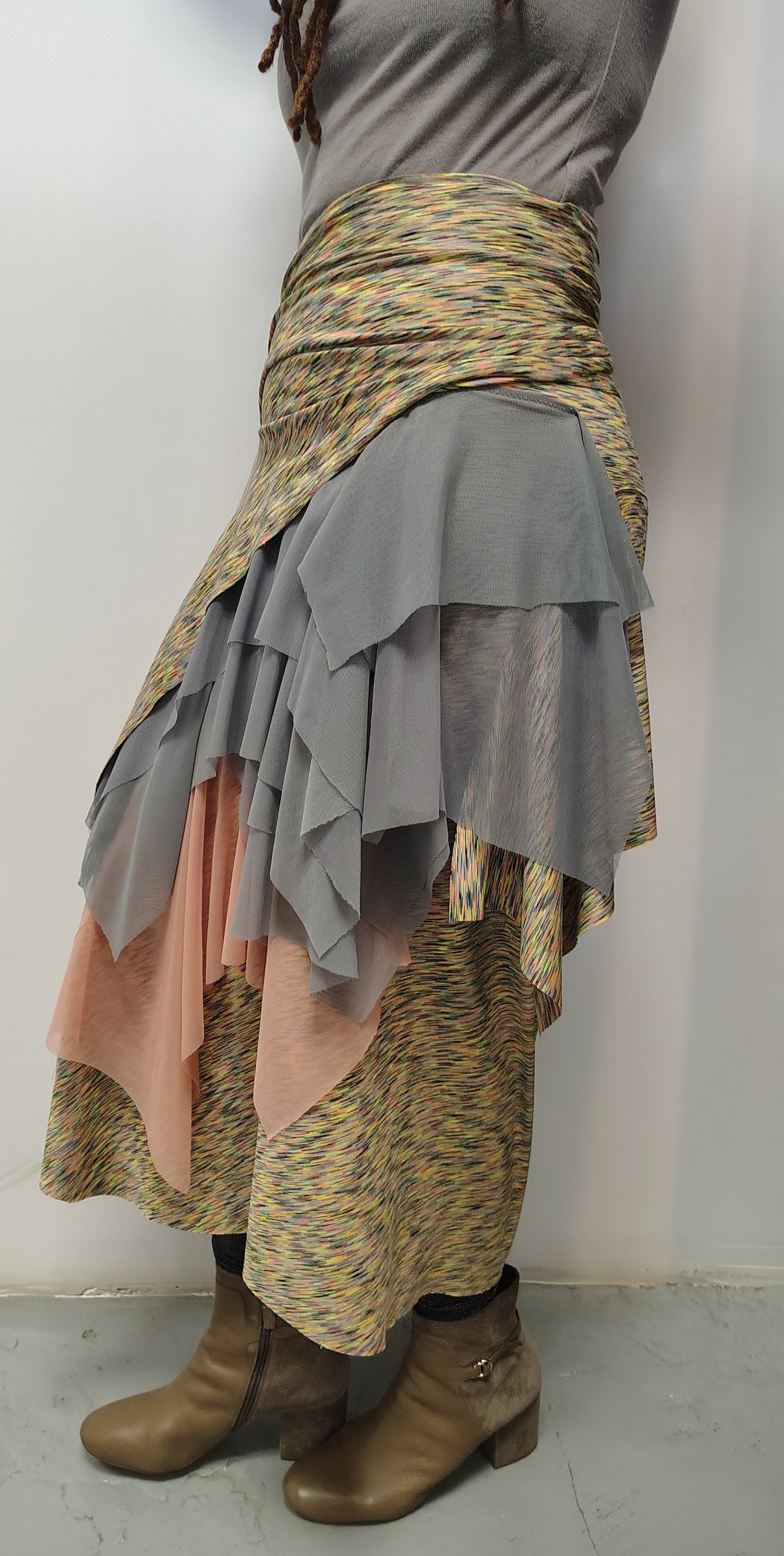 Light rainbow size 8-10 medium, $155 skirt supplex, skirt ready for movement. Designed and made by Cheryl Johnston