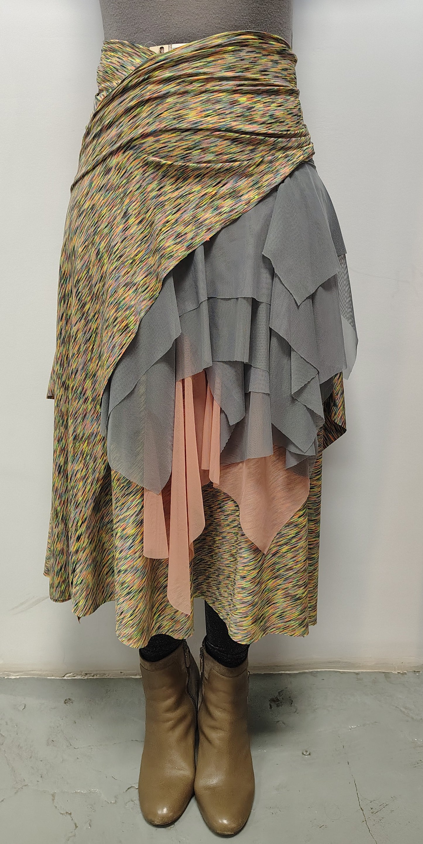 Light rainbow size 8-10 medium, $155 skirt supplex, skirt ready for movement. Designed and made by Cheryl Johnston