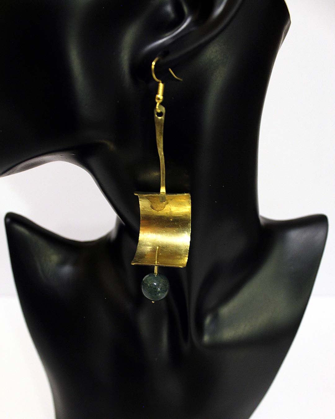 Brama - Brass medium pin with dark green bead. Artist Wendel Johnston