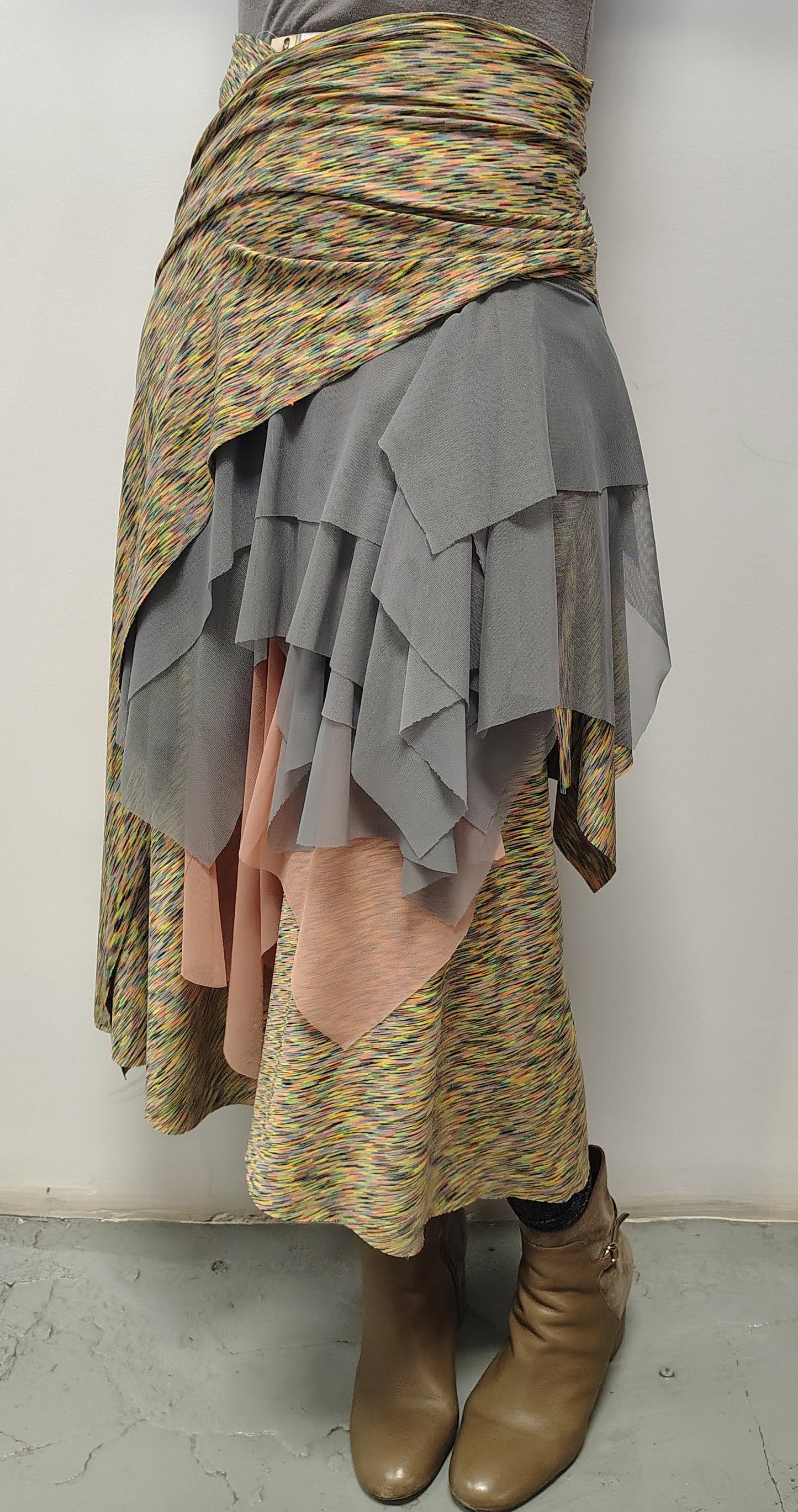 Light rainbow size 8-10 medium, $155 skirt supplex, skirt ready for movement. Designed and made by Cheryl Johnston