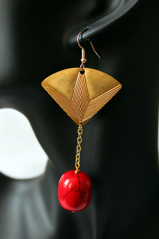 Brass Lotus Flower and red bead