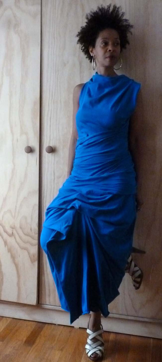 Royal blue cotton lycra wedding dress