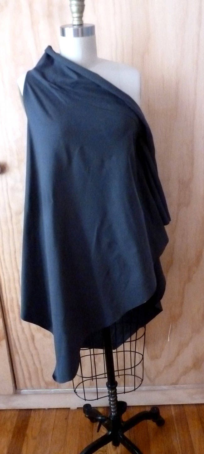 Black Cotton Spandex One Shoulder Top/Tunic top/ chic sleeveless top can be worn with leggings, shorts, jeans/ blouse/Free shipping