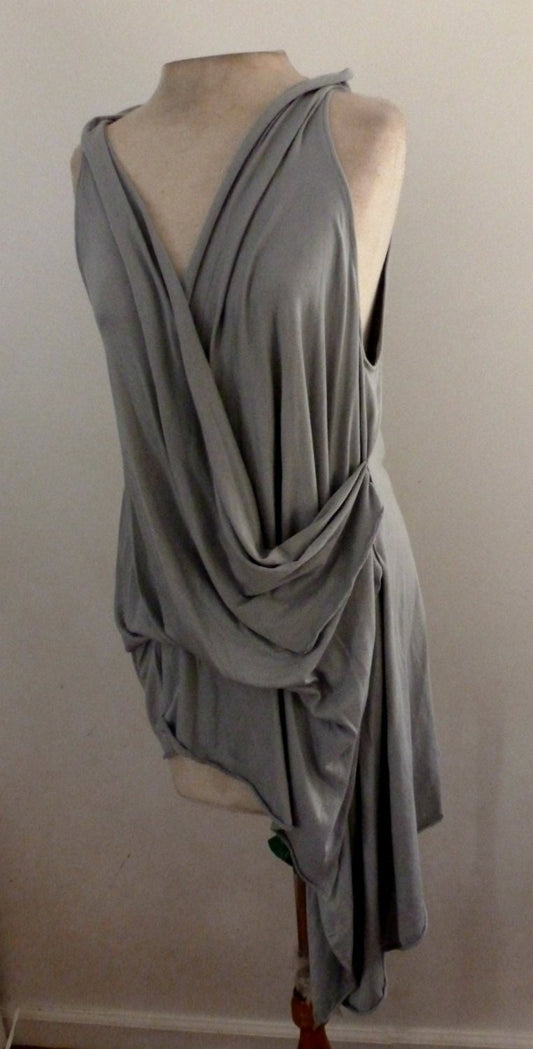 Gray rayon jersey drape tunic top/low neck sleeveless top/ chic and elegant blouse/color gray varies/