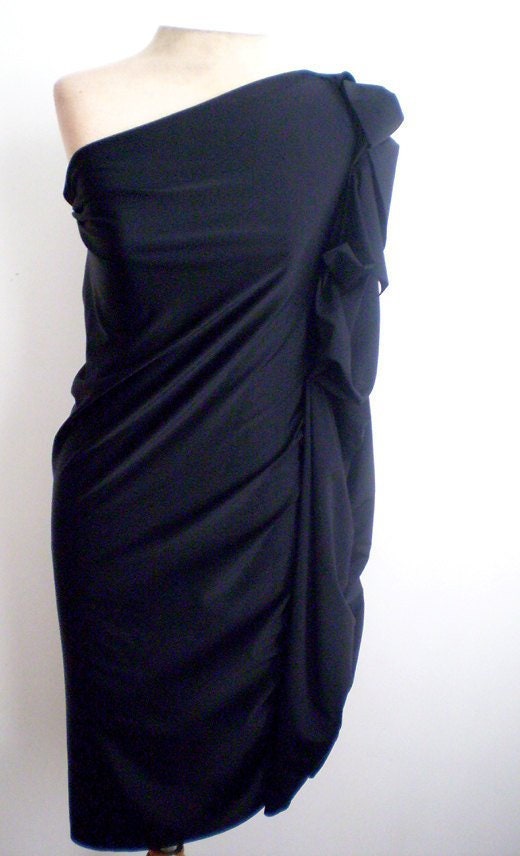 Black One Shoulder Matte Spandex Puff Cocktail Dress,bridesmaid dress,party dress,Many colors available